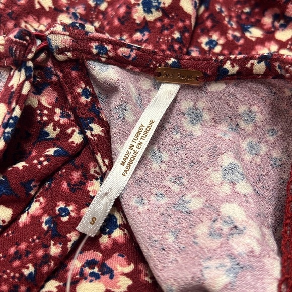 Free People NWOT Burgundy Floral Sweet Talker Mini Dress Size Small - Picture 10 of 13